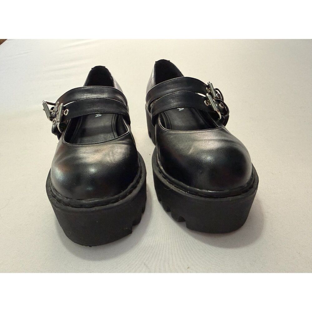 Lamoda Black Double-Buckle Platform Mary Janes | Size 8 - Picture 3 of 12